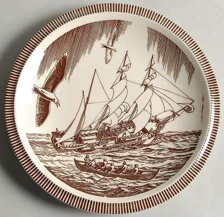 Moby Dick Brown Large Luncheon Plate