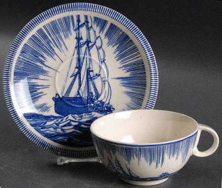 Moby Dick Blue Flat Cup & Saucer Set