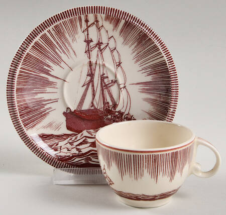 Moby Dick Maroon Flat Demitasse Cup & Saucer Set