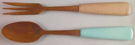Navajo 2-Piece Wood/Ceramic Salad Set