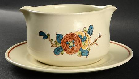 Old Cathay Gravy Boat with Attached Underplate