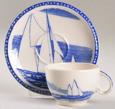 Our America Blue Flat Demitasse Cup & Saucer Set
