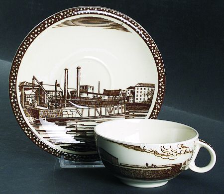 Our America Brown Flat Cup & Saucer Set