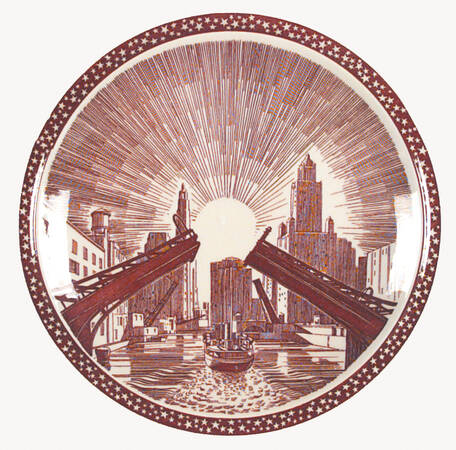 Our America Maroon Large Luncheon Plate
