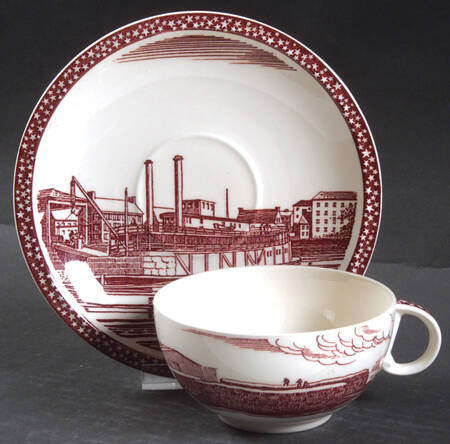 Our America Maroon Flat Cup & Saucer Set