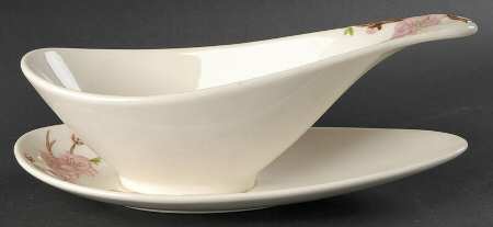 Peach Blossom Gravy Boat with Attached Underplate