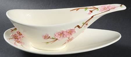 Peach Blossom Gravy Boat with Attached Underplate