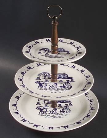 Provincial Blue 3-Tiered Serving Tray (CH, DP, SP)