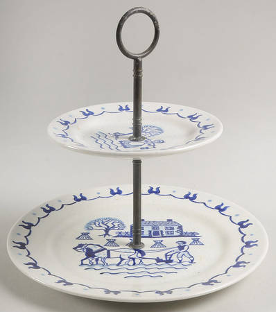 Provincial Blue 2 Tiered Serving Tray (Dinner&Bread/Butter Plate)
