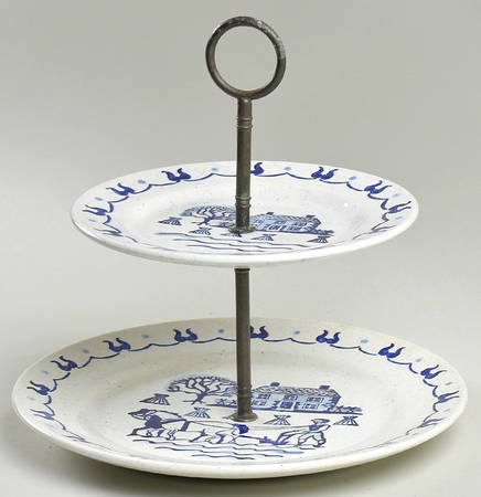 Provincial Blue 2 Tiered Serving Tray (Dinner & Salad Plate)