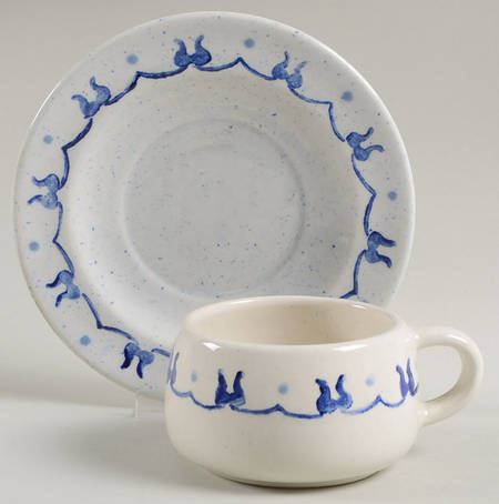 Provincial Blue Flat Cup & Saucer Set