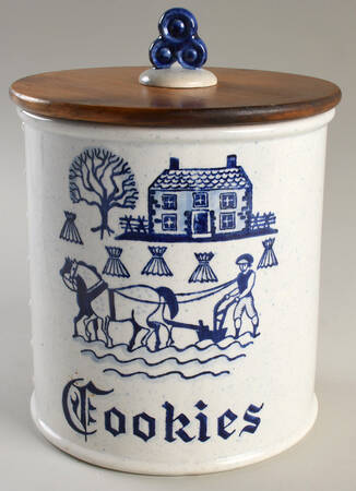 Provincial Blue Cookie Jar & Lid