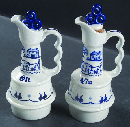 Provincial Blue Vinegar and Oil Set with Stoppers