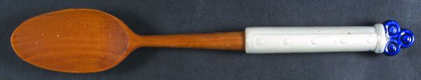 Provincial Blue Salad Serving Spoon with Wood Bowl