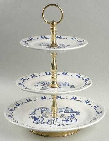 Provincial Blue 3-Tiered Serving Tray (DP, SP, BB)