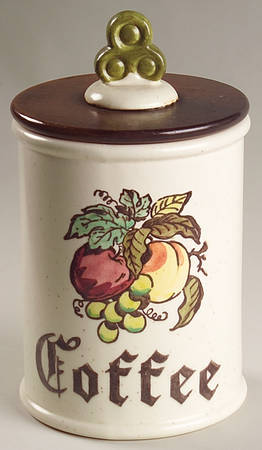 Provincial Fruit Green Coffee Canister & Wood Lid