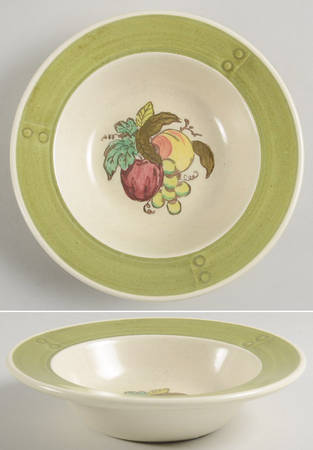 Provincial Fruit Green Rim Fruit/Dessert (Sauce) Bowl
