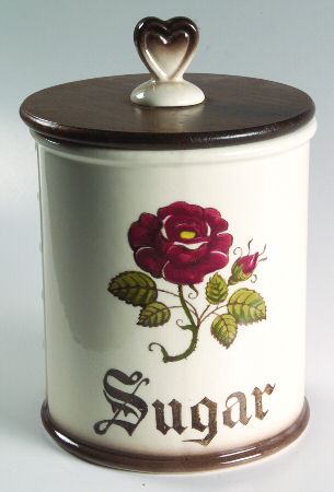 Provincial Rose Sugar Canister & Wood Lid