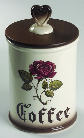 Provincial Rose Coffee Canister & Wood Lid