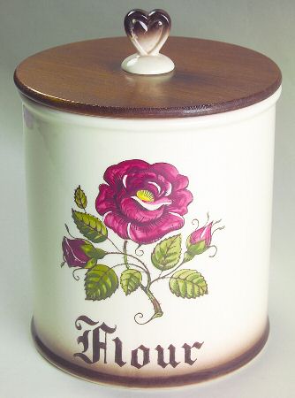 Provincial Rose Flour Canister & Wood Lid