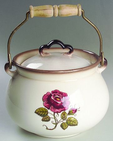 Provincial Rose Kettle Casserole & Lid w/Metal Handle