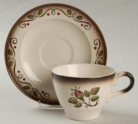 Provincial Rose Flat Cup & Saucer Set by Metlox - Poppytrail - Vernon