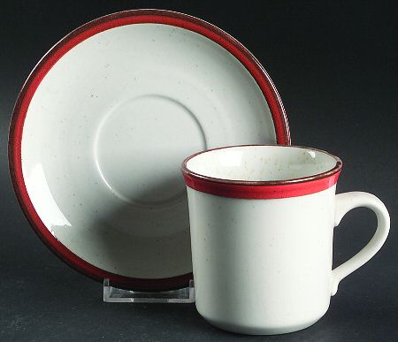 Primary Red Flat Cup & Saucer Set