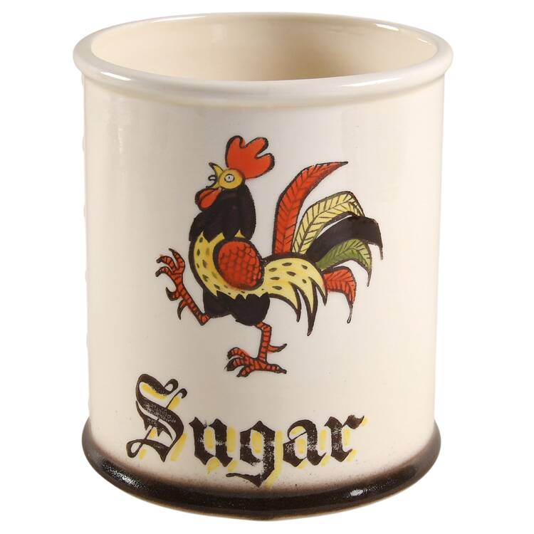 Red Rooster Sugar Canister No Wood Lid by Metlox - Poppytrail - Vernon