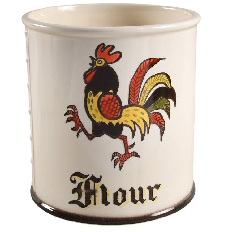 Red Rooster Flour Canister No Wood Lid