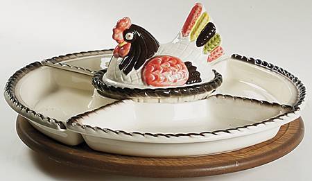 Red Rooster 7-Piece Lazy Susan with Stand