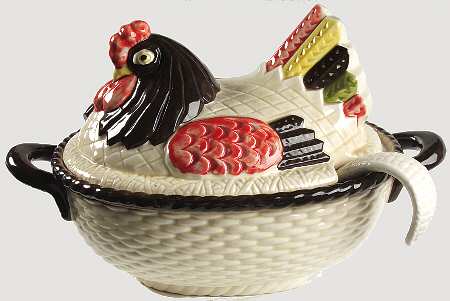 Red Rooster Tureen & Lid w/Ladle