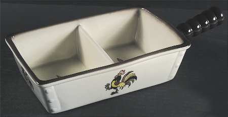 Red Rooster Rectangular Divided Vegetable Bowl