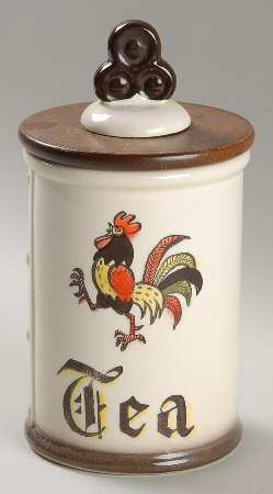 Red Rooster Tea Canister & Wood Lid
