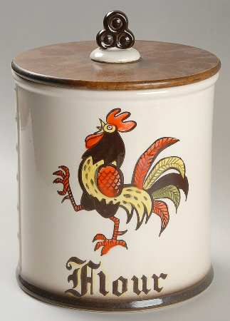 Red Rooster Flour Canister & Wood Lid