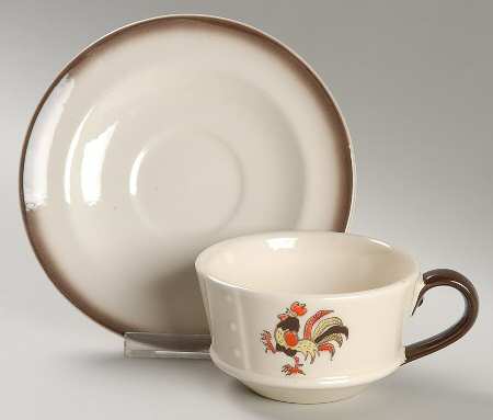 Red Rooster Flat Cup & Saucer Set