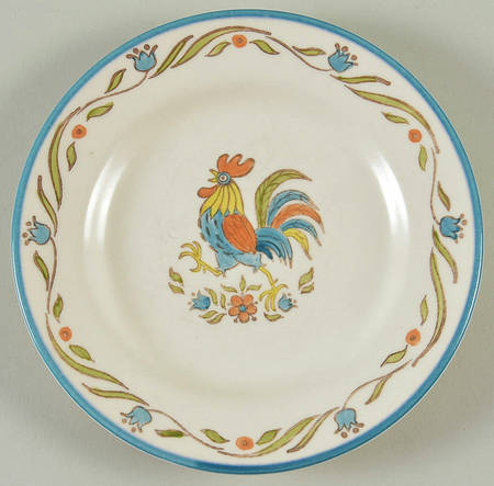 Rooster Bleu Bread & Butter Plate