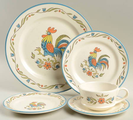 Rooster Bleu 5 Piece Place Setting