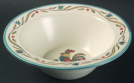 Rooster Bleu Rim Cereal Bowl