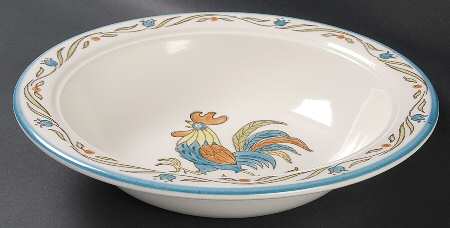 Rooster Bleu 10" Round Vegetable Bowl