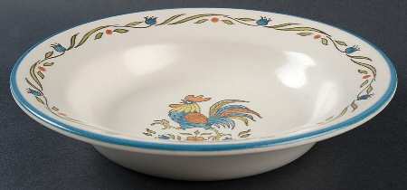 Rooster Bleu Rim Soup Bowl