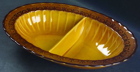 San Fernando Gold 11" Oval Divided Vegetable Bowl