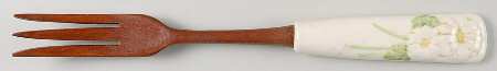 Sculptured Daisy Salad Serving Fork with Wood Prongs