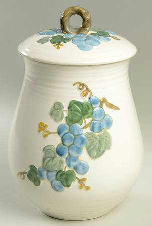Sculptured Grape Extra Large Canister & Lid by Metlox - Poppytrail - Vernon