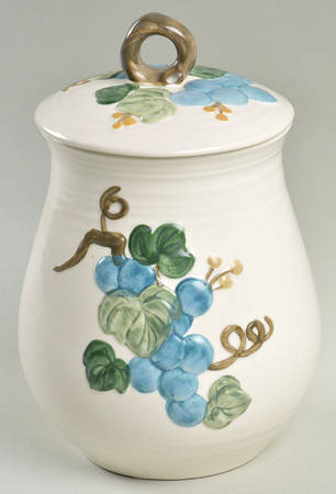 Sculptured Grape Medium Canister & Lid by Metlox - Poppytrail - Vernon