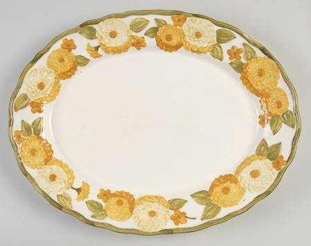 Sculptured Zinnia 14" Oval Serving Platter