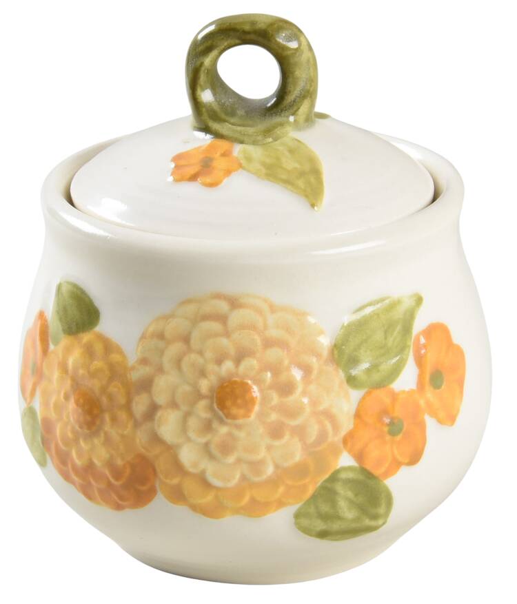 Sculptured Zinnia Sugar Bowl & Lid