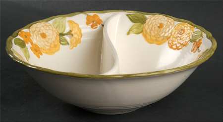 Sculptured Zinnia Round Divided Vegetable Bowl