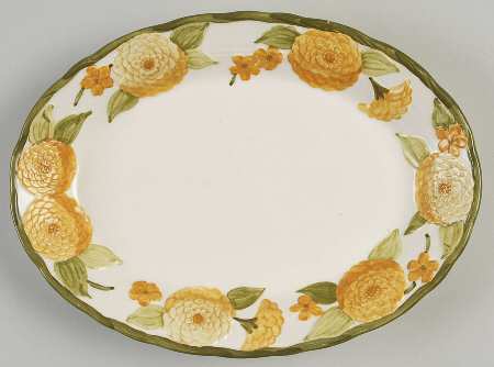 Sculptured Zinnia 11" Oval Serving Platter