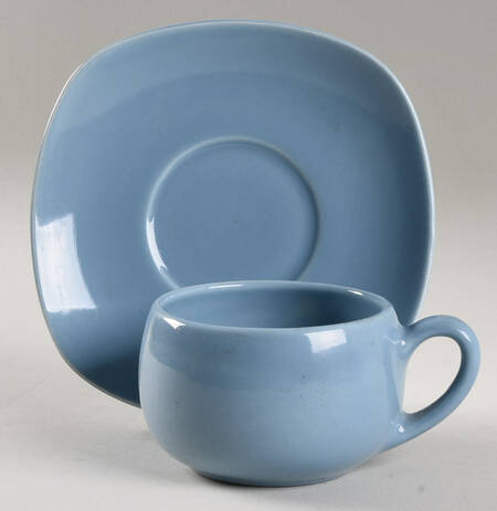 Shoreline Horizon Blue Flat Cup & Saucer Set