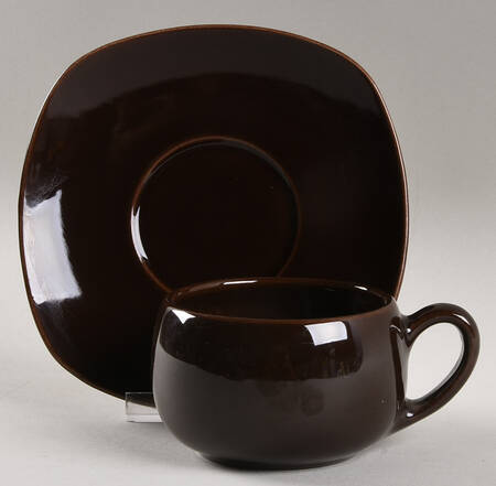 Shoreline Brown Flat Cup & Saucer Set